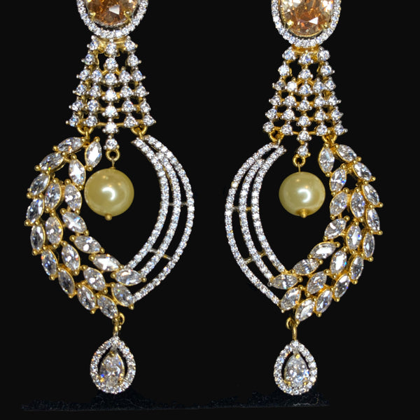 Buy Modern One Gram Gold Mango Design 2 Line Hanging Chain Long Earrings  Online